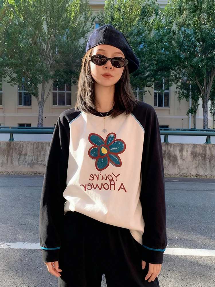 تي شيرت نسائي صيفي أساسي بأكمام طويلة من القطن بشريط مجوف وفتحة جانبية متجدد الهواء في الحرم الجامعي ملابس خفيفة للسفر للشباب بسيطة #6