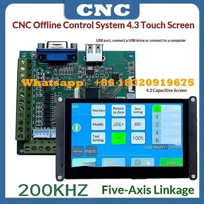 CNC 5axis V410 200Khz offline control system engraving machine motion control card MACH3 USB interface board+4.3'' touch screen
