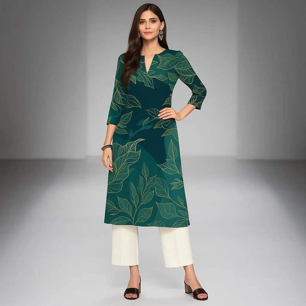 Muslim Women's Casual Fashionable And Comfortable Kurt Dress Straight Tube Casual Ethnic Round Neck Marokkanische Kleider Kaftan