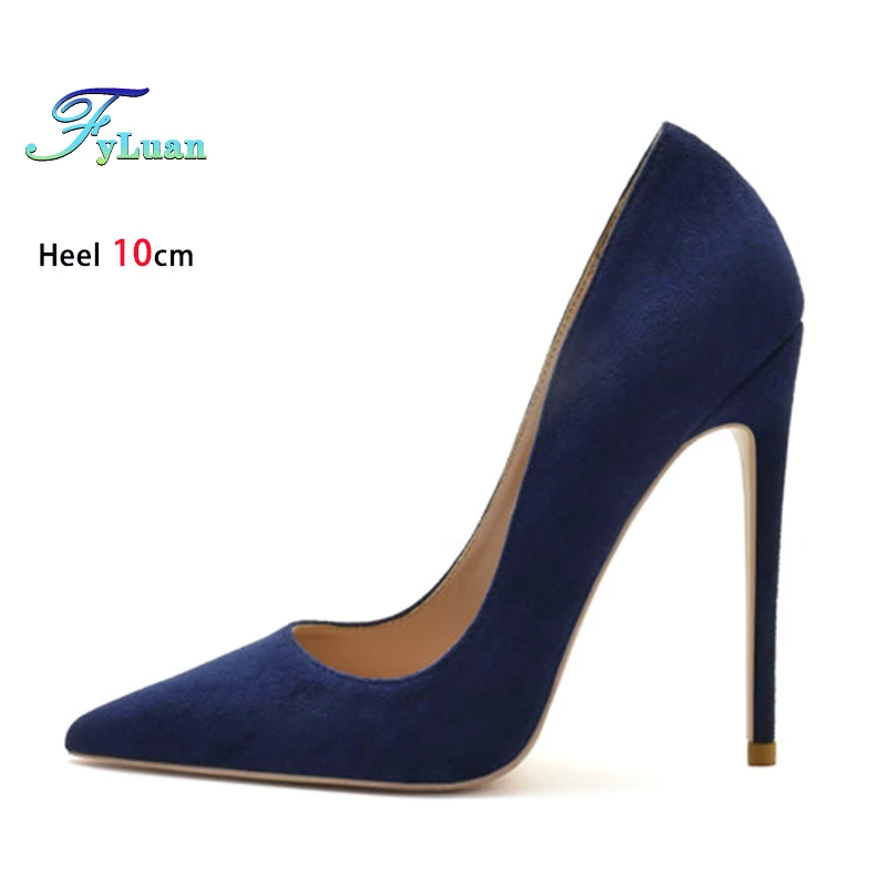 

Spring Summer Women Pumps Sexy Pointes Toe Party Banquet High Heels Elegant Style 8-12CM Faux Sued Shallow Mouth Ladies Shoes