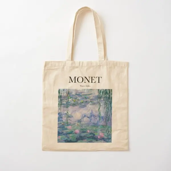 Monet Water Lilies Cotton  Canvas Bag Unisex Reusable Fashion Ladies Handbag Designer Travel Casual Grocery Foldable Women Tote