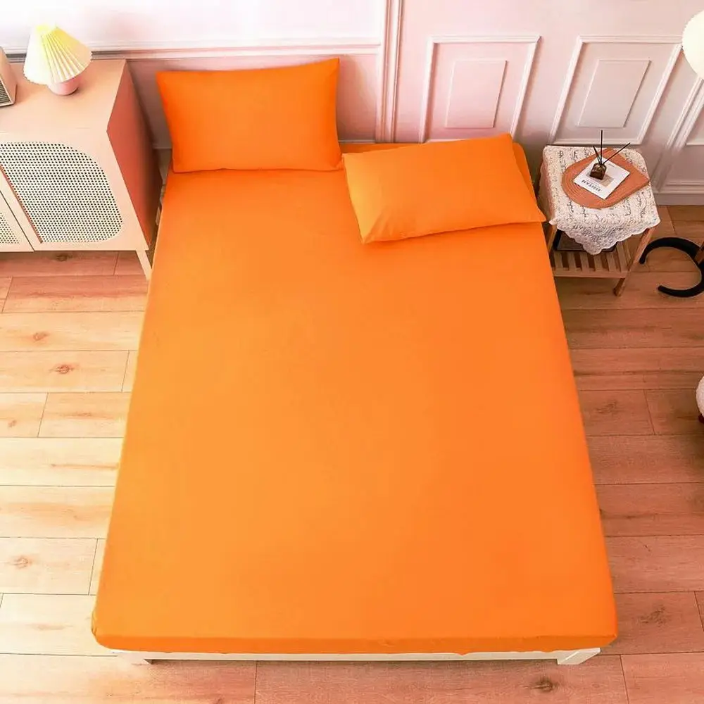 orange Yellow solid color Fitted bed sheet mattress Round elasticity cover,bed linen,sabana (no pillowcase) 90/120/150/180