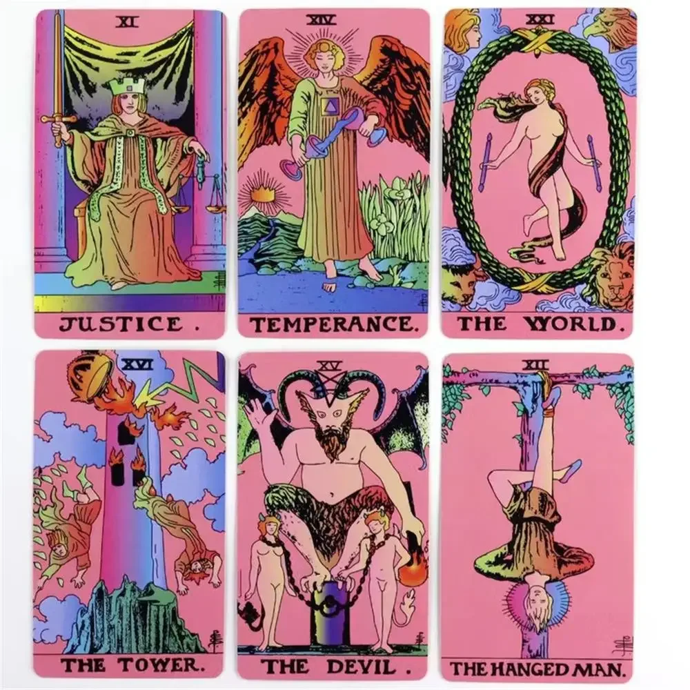 Pink A.E Classic Tarot Decks 78 Cards Divination Personal Use Tarot Deck Full English Version Oracles Deck for Girl Board Game