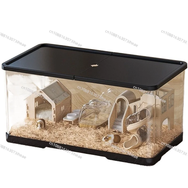 Transparent Hamster Cage with Sawdust Large Ventilate Golden Hamster House Ventilate Chew-resistant Small Hamsters Cages Houses