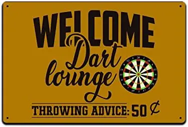 JP's Parcels Tin Signs Man Cave Decor - Metal Sign 12 x 8 in. Welcome Dart Lounge Advice 50 cents