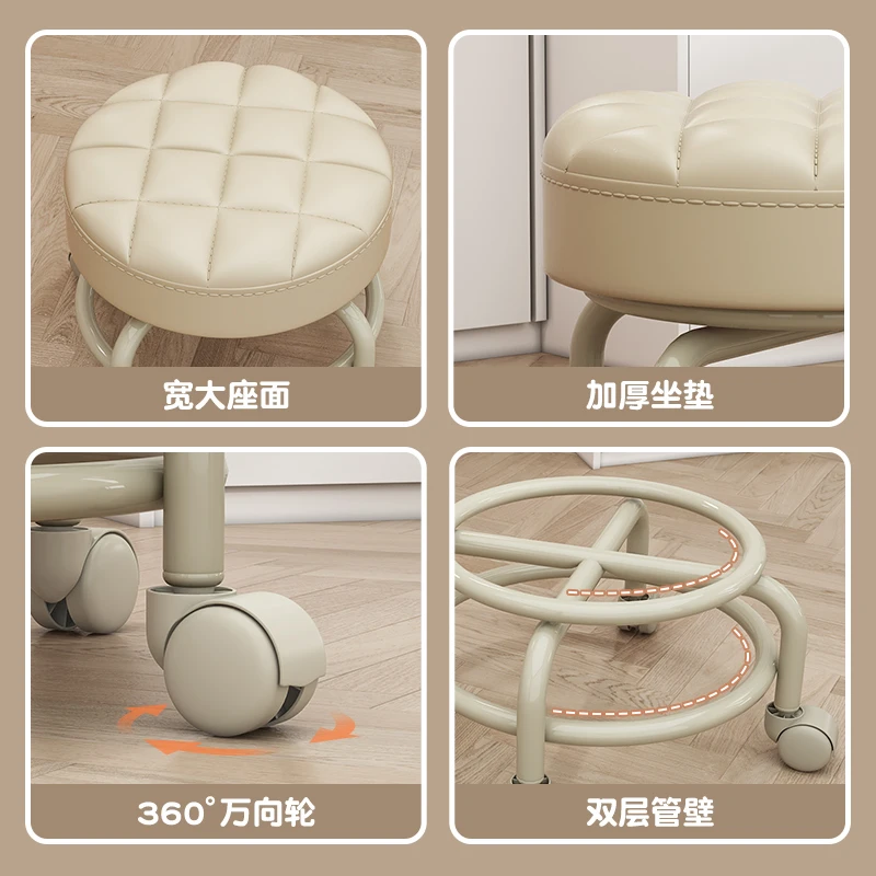 демонтаж экспресс-маленького табурета с универсальным колесом, бытовой шкив, который включает низкий табурет в дом, изменить обувь