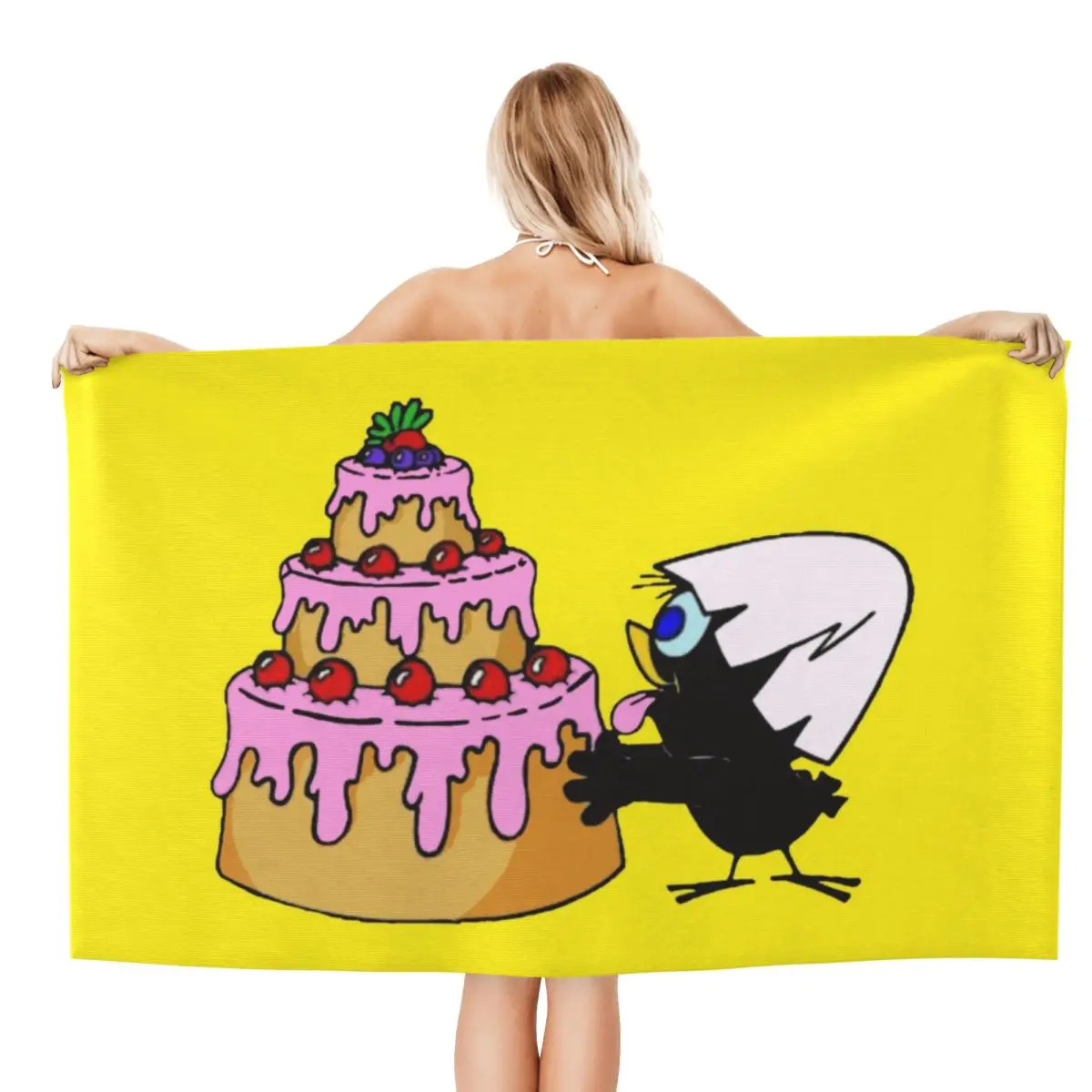 Custom Happy Calimero Bath Beach Towel Microfiber Comic Cartoon Chiken Shower Sports Yoga Towels