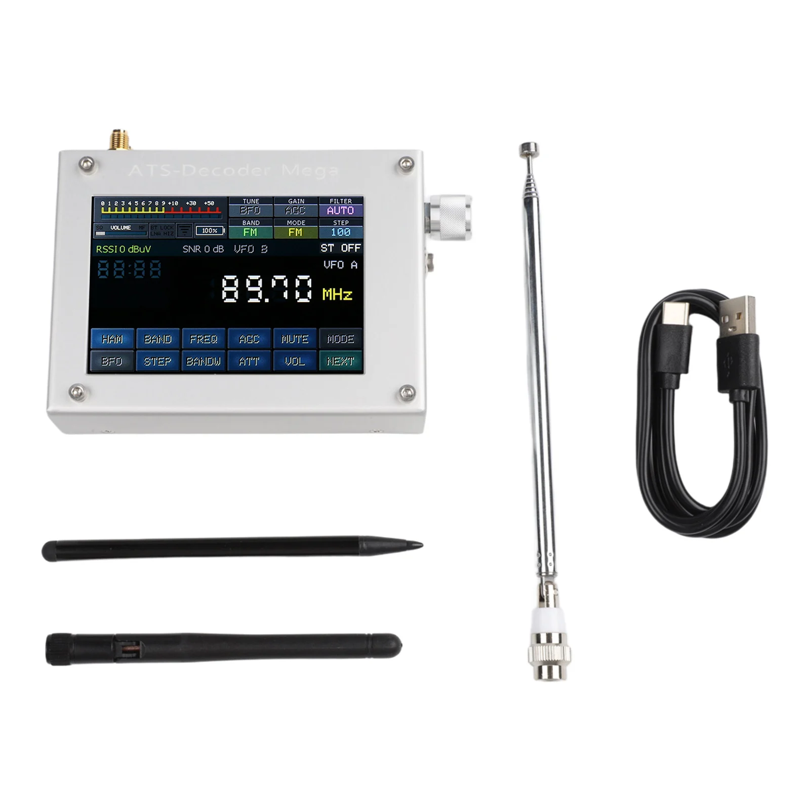 For ATS Digital Decoder For For Mega Radio AM For FM SSB  Receiver With 4 Inch Aluminum Body FT8 FT4 PSK RTTY For Morse Code