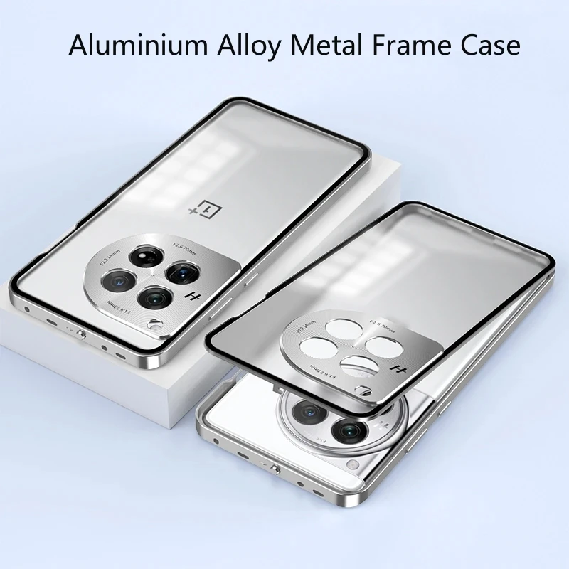 Case For OnePlus ACE 3 12R 5G Aluminium Alloy Metal Frame Phone Case For One Plus 12 R OnePlus12 Matte Clear Acrylic Back Cover