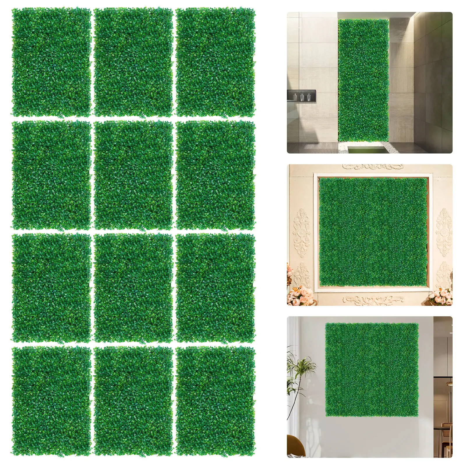 12 Pcs Artificial Simulated Plant Wall Set PE Artificial Turf, Lawn Mat Panel, Indoor And Outdoor Wall Background Decoration