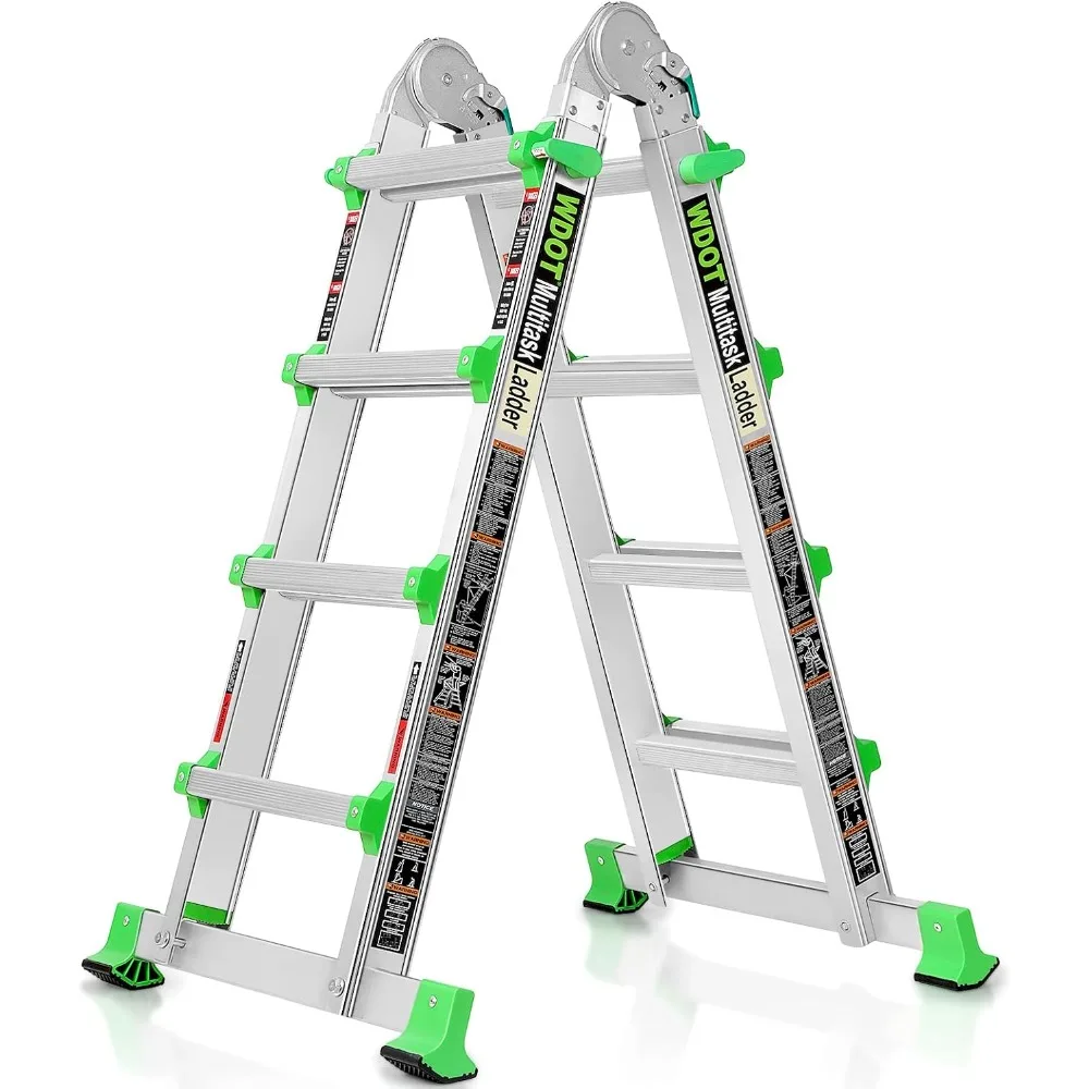 

Ladder, Extension Ladders for Home Stairs 14 Ft, 4 Step Multi Position A Frame Ladder with Stabilizer Bar, Compact Folding, 330