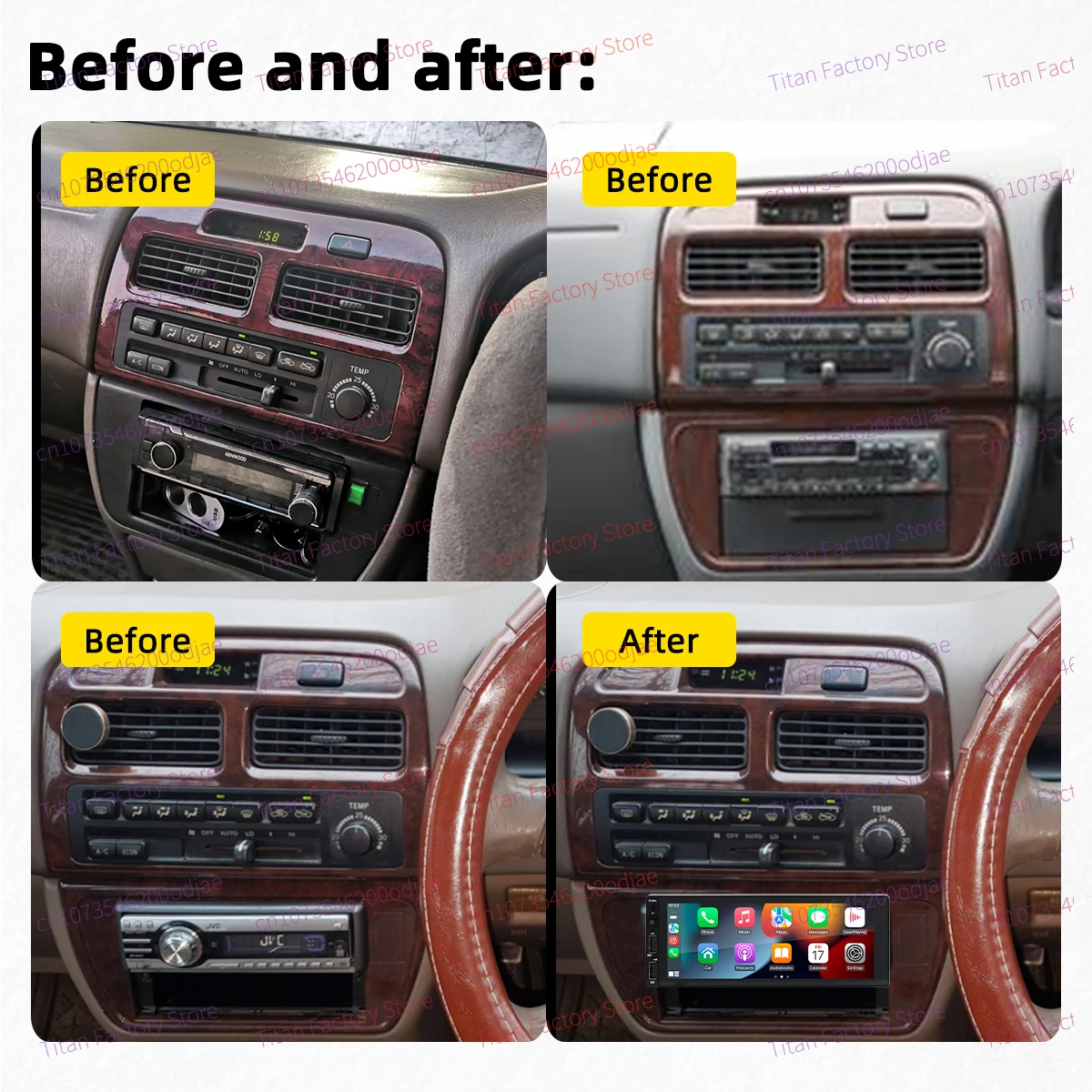 راديو أندرويد لسيارة تويوتا فيستا 1995-1997 الوسائط المتعددة أندرويد أوتو 6.86 "ستيريو 1 Din وحدة رأس Carplay Autoradio BT WIFI