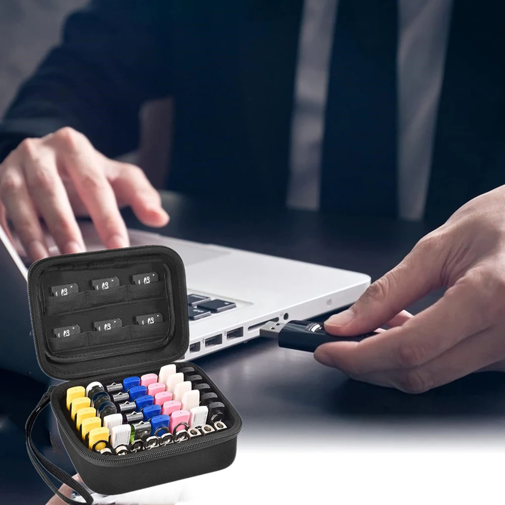 Estuche para unidad Flash USB, soporte para unidad de pulgar, tarjeta SD, organizador de tarjeta de memoria, bolsa de almacenamiento para unidad Flash USB a prueba de polvo, accesorios portátiles