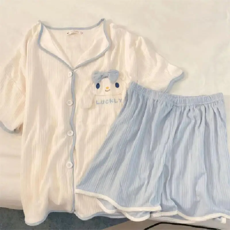 Pajamas 2026 New Summer Best-Selling Season Women's Short-Sleeved Shorts Cinnamoroll Embroidered Cute Girl Loose Home Wear Set