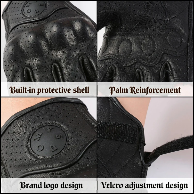 SUOMY Summer Vintage Leather Fingerless Motorcycle Gloves Half Finger Motorbike Riding Glove For Unisex Motocross Accessories