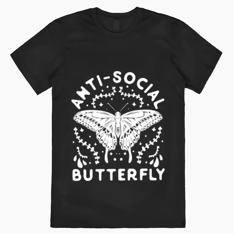 Summer 2024 New Women's Cotton Black T-Shirt Y2K Oversized Butterfly Print Loose Top Casual Cute Fairy Style Short Sleeve
