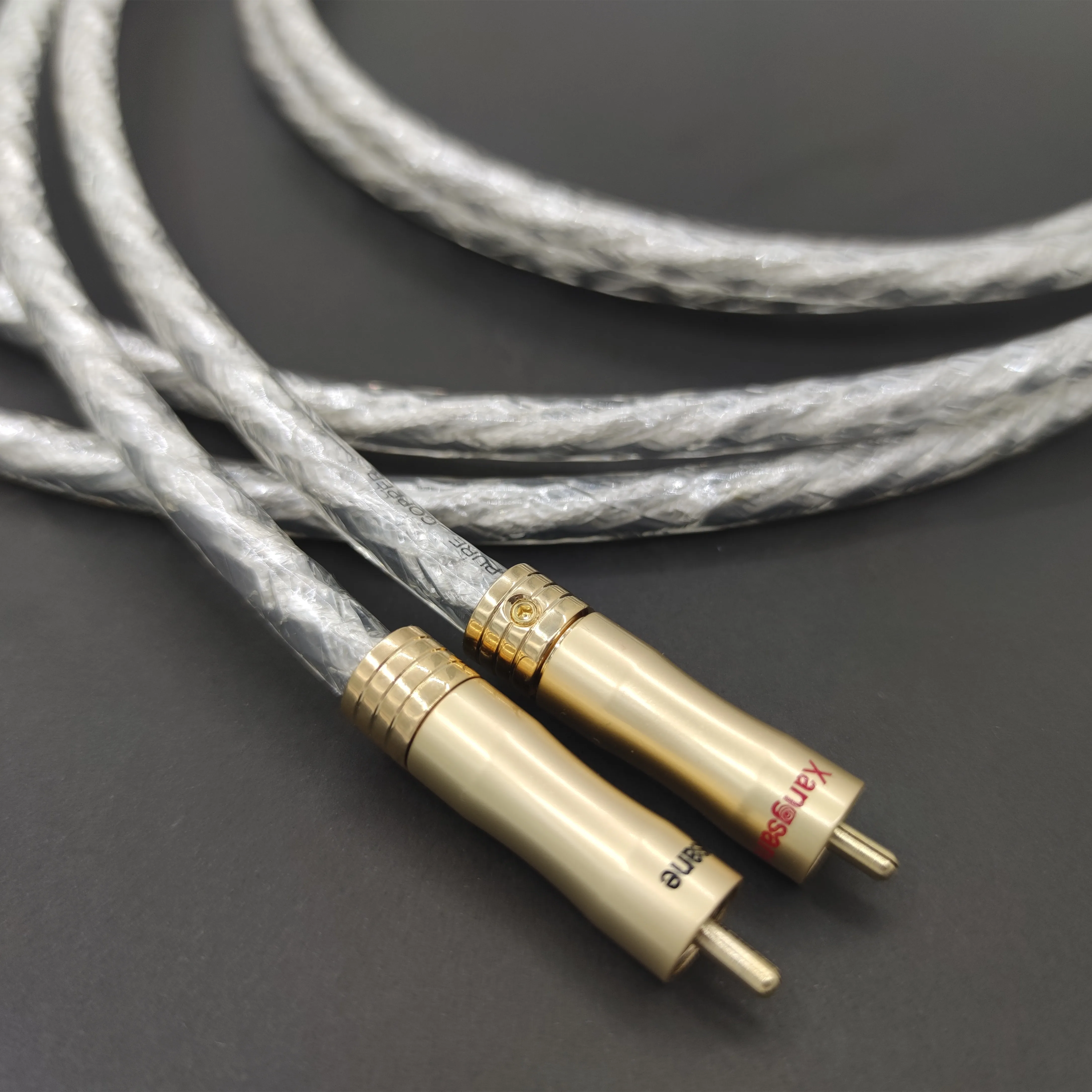 Fever Grade Silver Plated Double Lotus Head Audio Cable RCA Signal Cable HIFI Gold Plated Plug