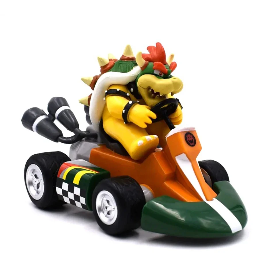 Mario Pull Back Car Anime Cartoon Mario Luigi Yoshi Princess Peach Donkey Kong Toad Bowser Koopa Kart PVC Figure Fun Toys Gift