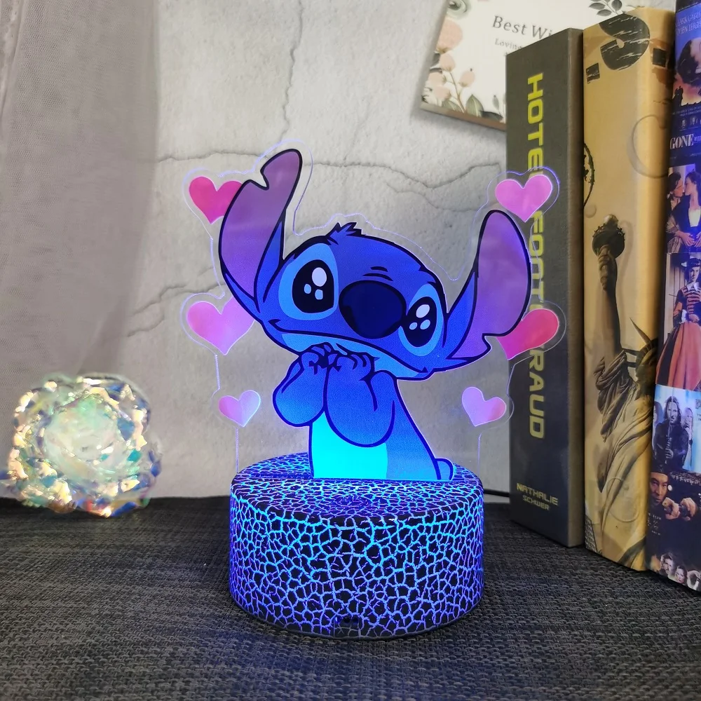 2025New 3D colour printing Stitch USB Illusion night light 7 kinds of colour change Children\'s bedroom decoration Christmas gift