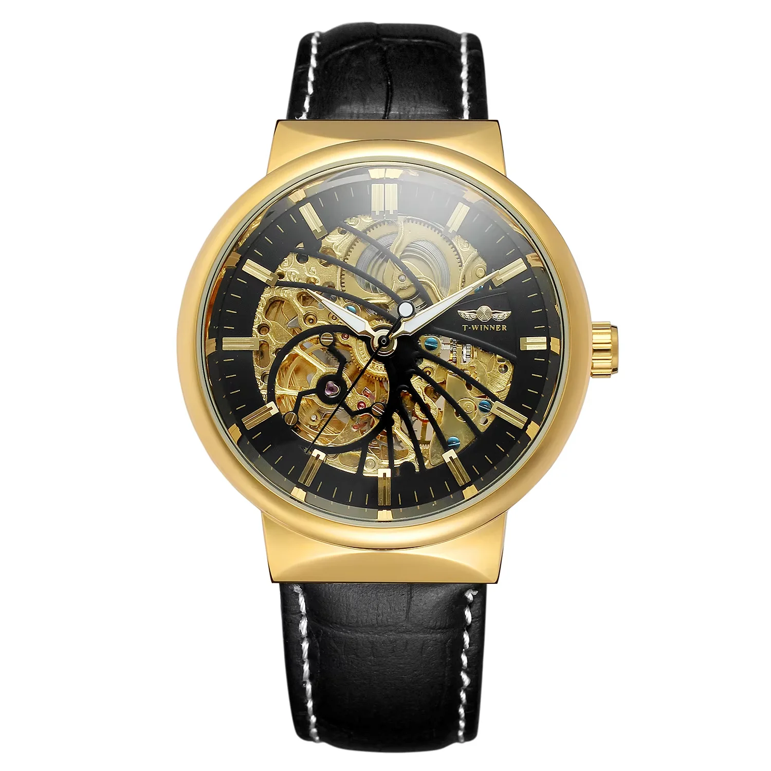 

winner Fish Shape Automatic Watch Round Gold Men's and women's Watch Multi-color Belt Steel strap Watch