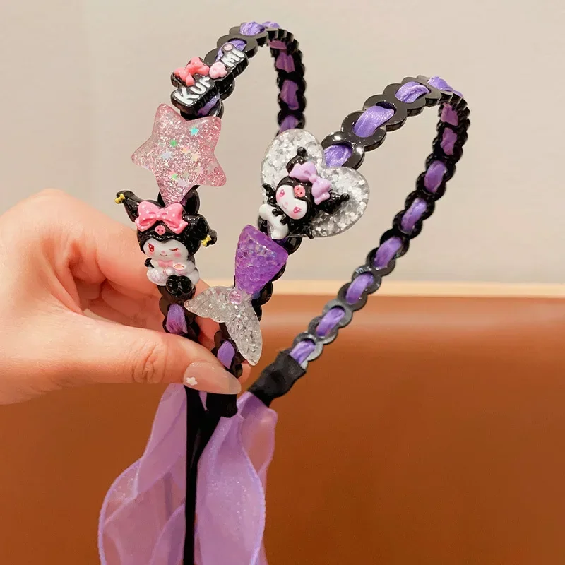 Kinder haar zubehör Kuromi Perücke Stirnband Mode niedlichen kleinen Prinzessin Cartoon Stirnband Prinzessin süß cool Baby Geflecht