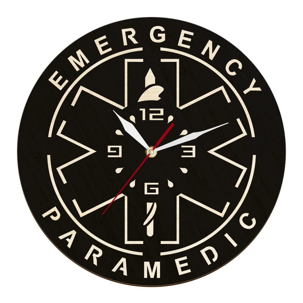 

Paramedic Emergency Services Symbol Two Layers Wall Clock For Clinic Office Laser Cut Artwork Clock Home Decor Doctor Nurse Gift