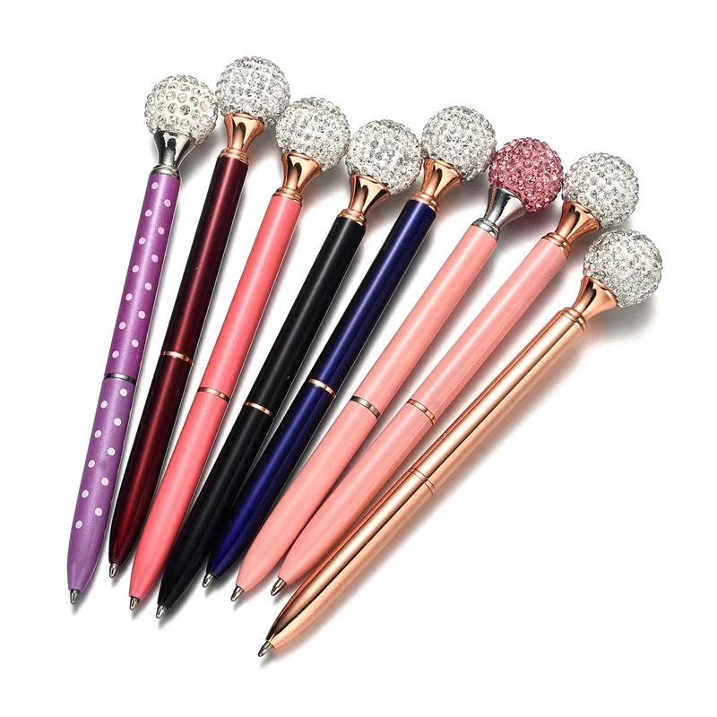 20Pcs New colored crystal ballpoint pen metal pens