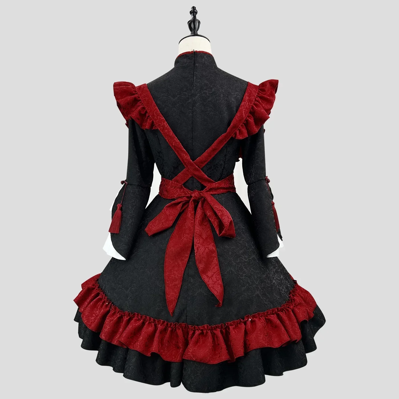 Anime Lolita Maid Dress Red Black Chinese Dress Relief Jacquard Cosplay Costume Girl Maid Dress Trending Party Costumes S -5XL