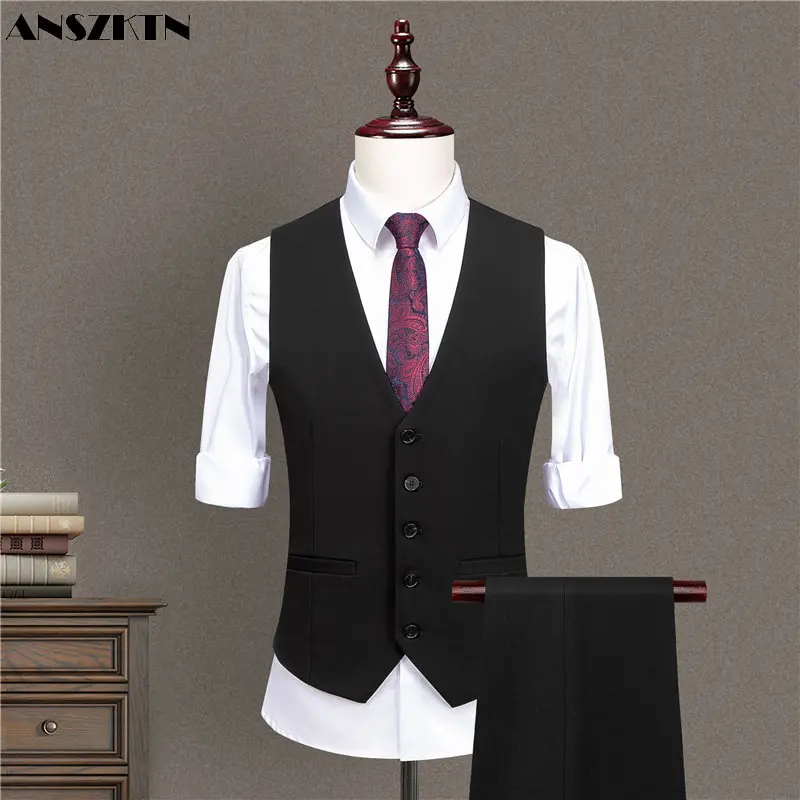 

ANSZKTN Spring and autumn best man dress groom's wedding dress group suit men's suit waistcoat tooling vest