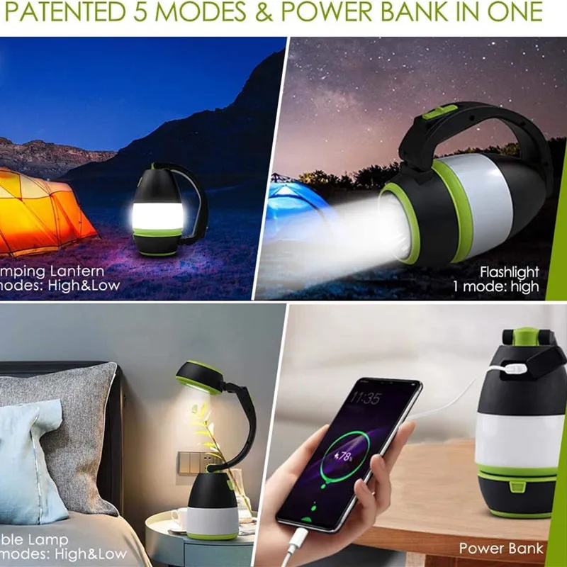 LED camping lamp desk lamp 3 in 1 flashlight USB charging waterproof camping lamp outdoor tent lamp household emergency lamp
