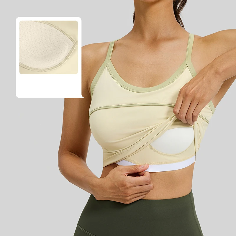 Summer Women Comfortable Soft Yoga Vest High Impact Shockproof Sports Vest Skin-Friendly Breathable Fitness Top for Pilates