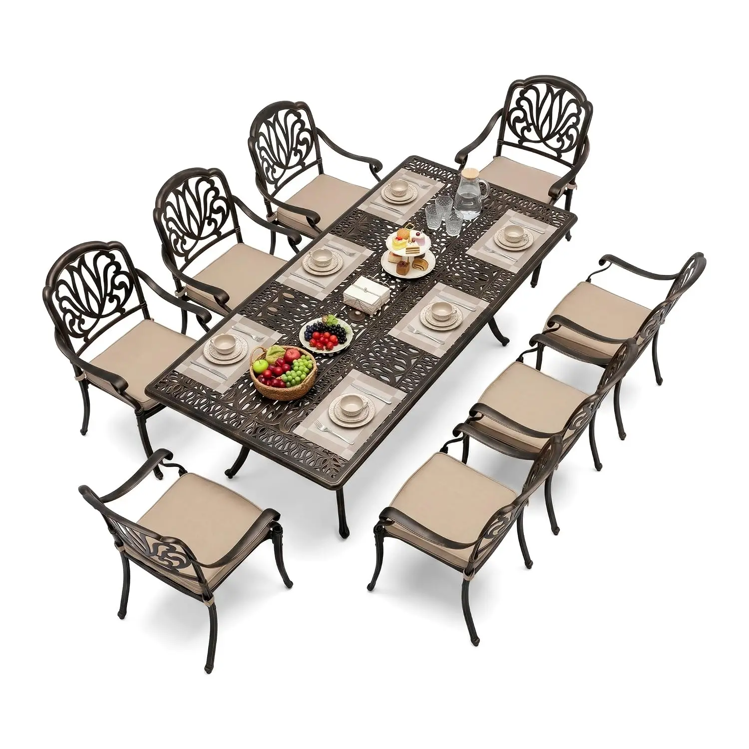9-Piece Cast Aluminum Outdoor Dining Set 86.6