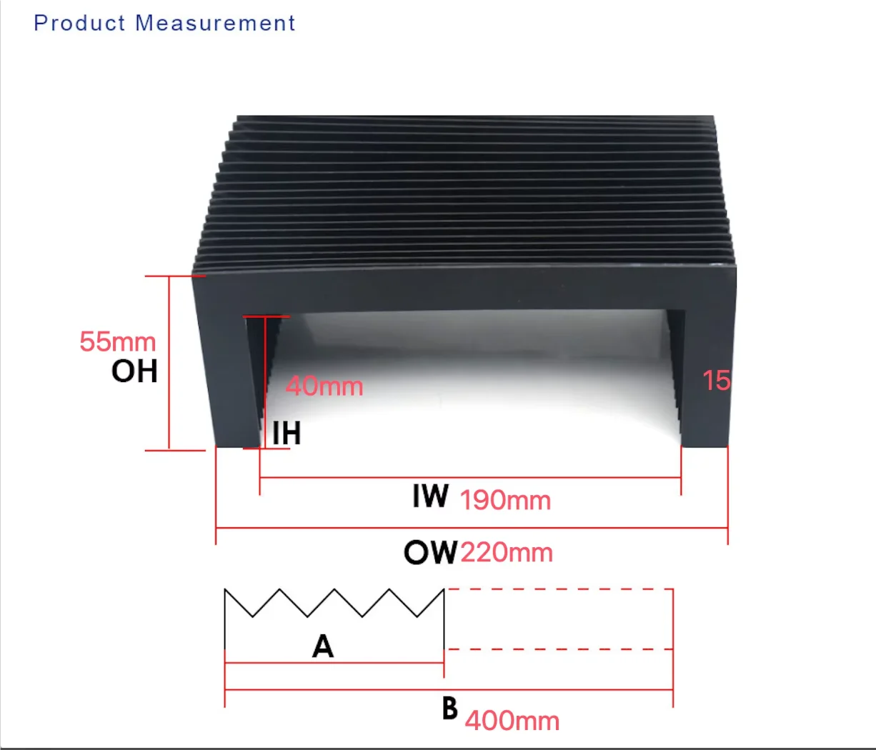 Customized U Style Accordion Dust Cover Lmax = 400mm