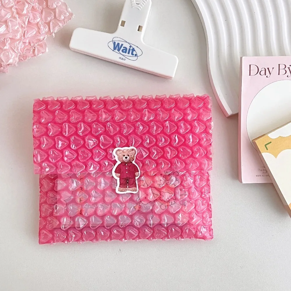10pcs Cartoon Heart Bubble Bag Pink Self-Seal Packaging Padded Envelopes PE Shockproof Small Card Sleeve Small Business Supplies