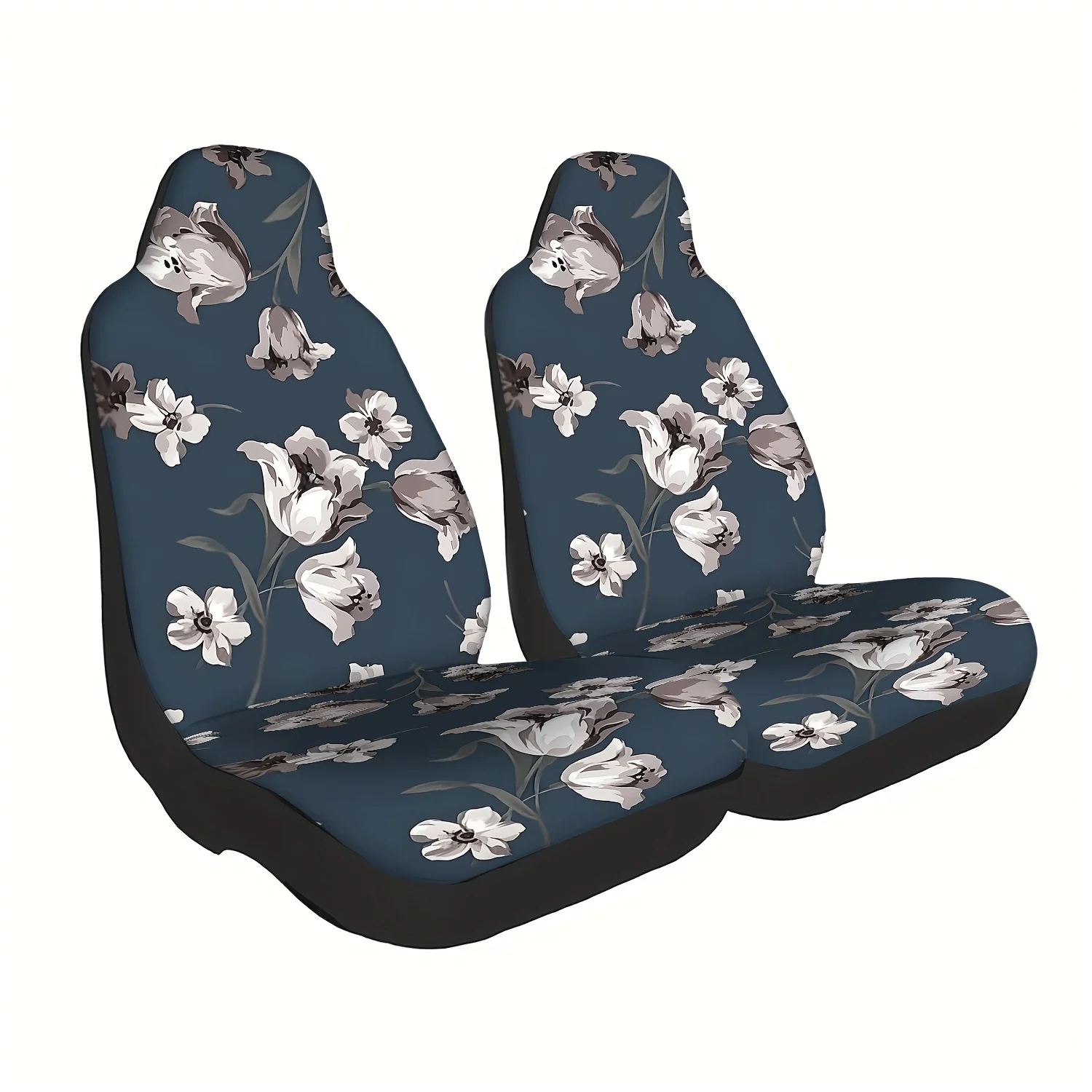 2pcs Elegant Tulip Car Seat Covers, Suitable For Front Seats, Easy To Install And Clean, Perfect For Cars, SUVs, Trucks, And Sed