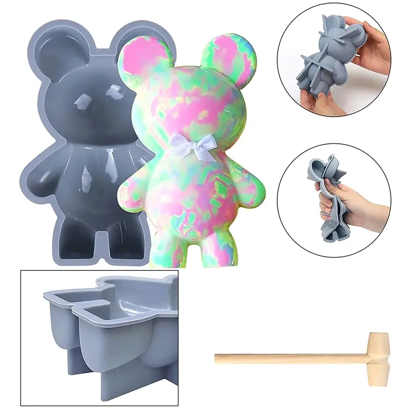 1PC 3D Surprise Bear Chocolate Silicone Mold DIY Mousse Cake Mould For Cake Decorating Tools