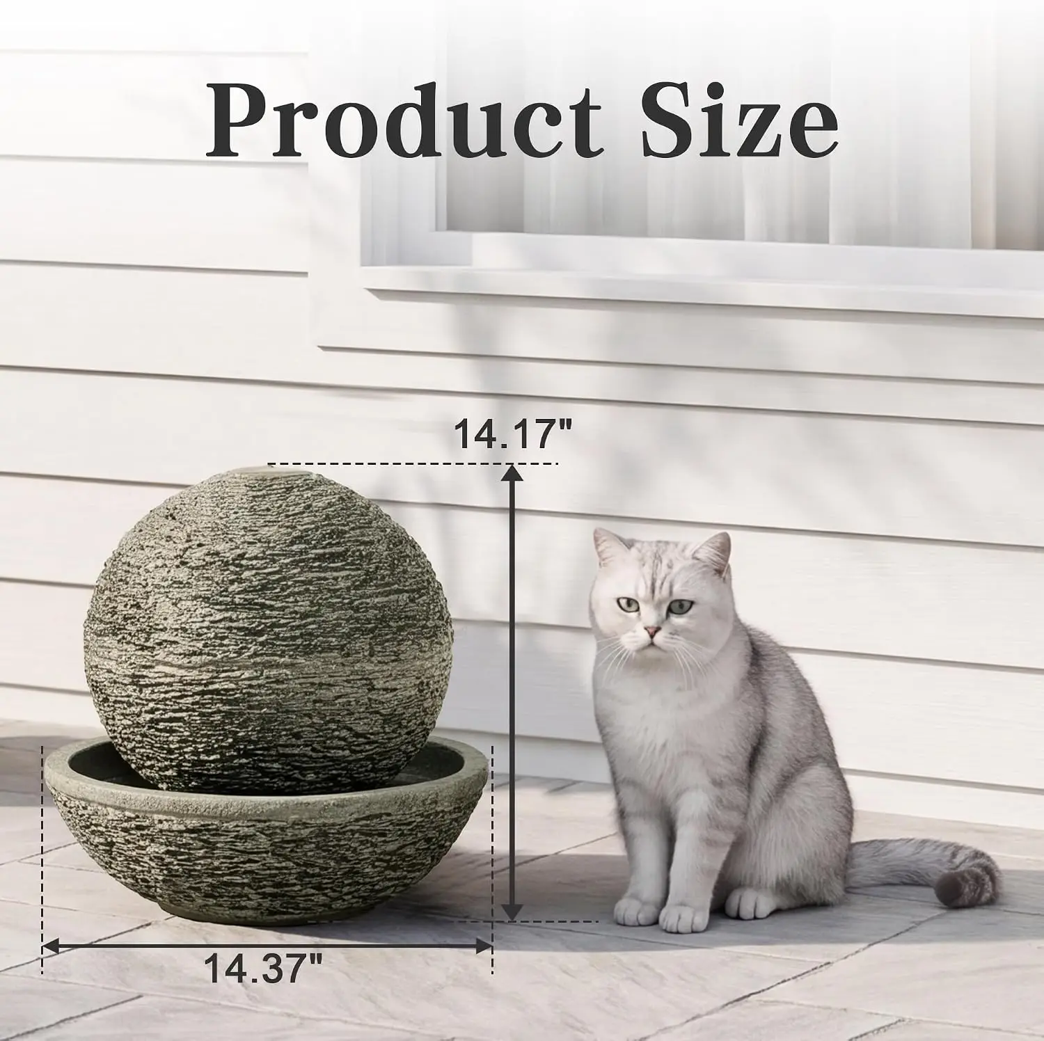 Outdoor Stone Sphere Water Fountain Pump Garden Patio Resin Rock Ball Waterfall Backyard Deck Lawn Landscape Decor