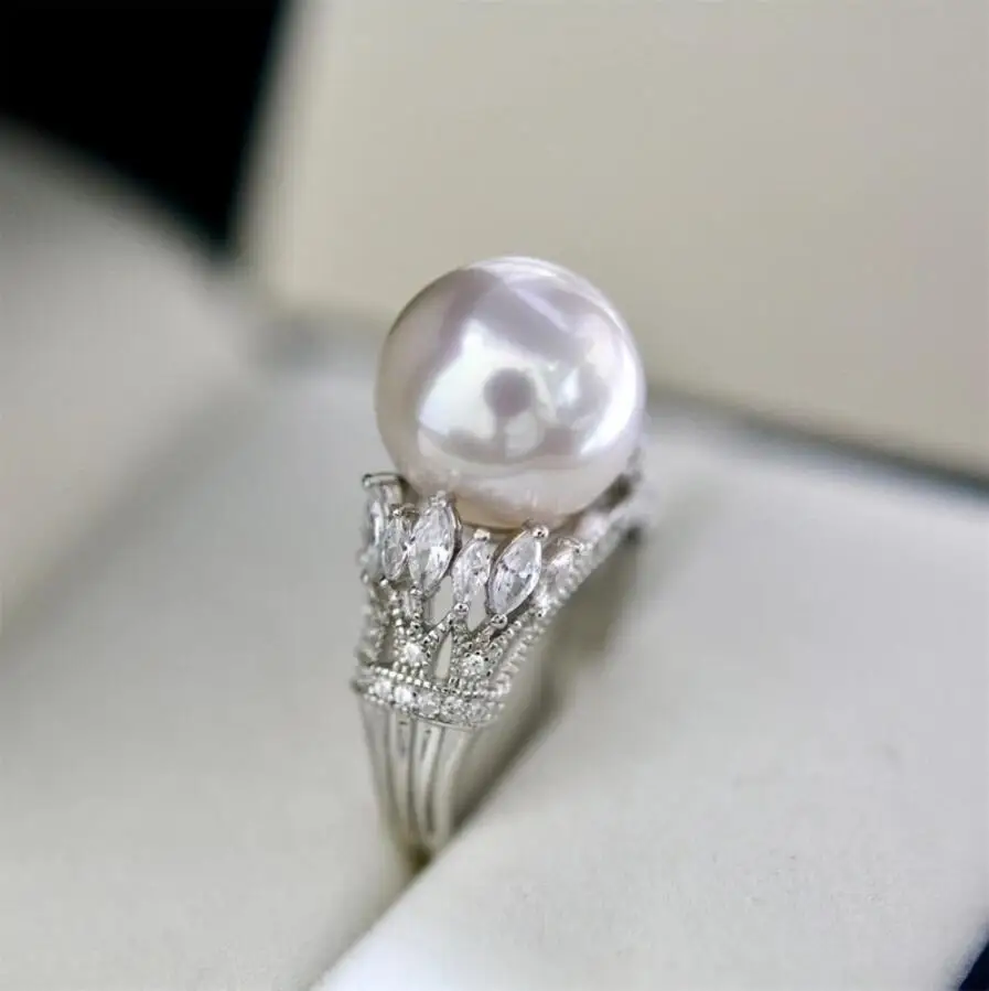 stunning 10-11mm south sea round white  pearl ring 925s  ring  rings for women  sterling silver 925