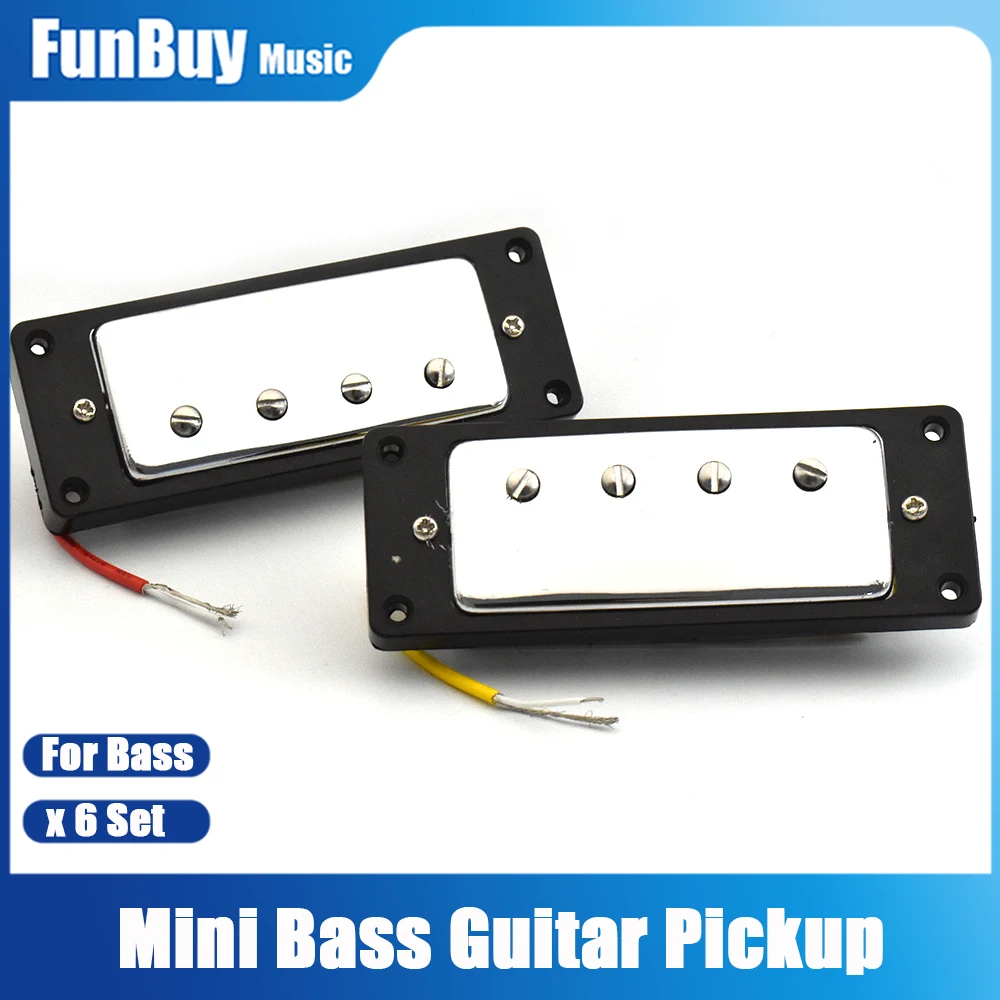 

6Set Mini Chrome 4 string Bass Guitar Humbucker Pickups with Black Ring Mounting screws