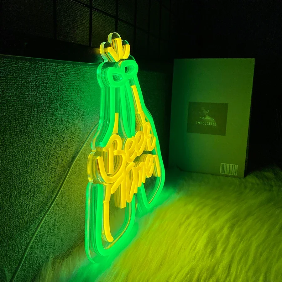 وقت البيرة النيون البيرة بار ضوء النيون ، علامات النيون Led لشريط المنزل ، USB بالطاقة بار البيرة ضوء النيون تسجيل للرجل كهف نادي حانة