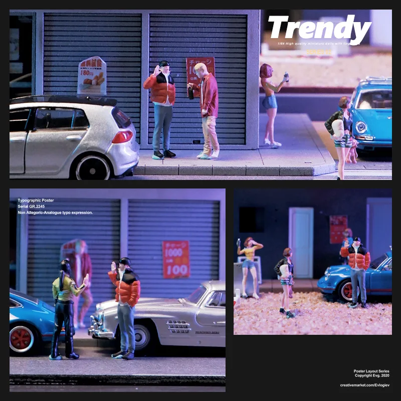 1:64 Anime doudoune hommes Mini poupée Figure modèle miniature photographie accessoires scène modèle bricolage table de sable aménagement paysager ornement