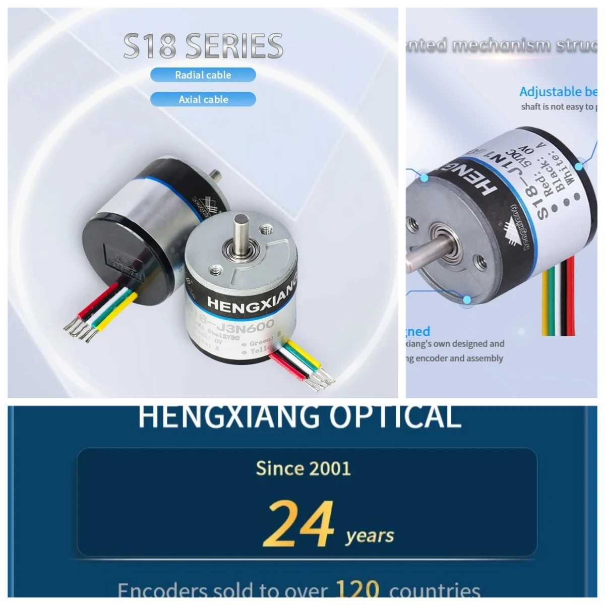 S18 جهاز تشفير العمود الصلب البصري الصغير 256/360/512ppr ABZ مرحلة الإخراج لتحديد المواقع والحركة
