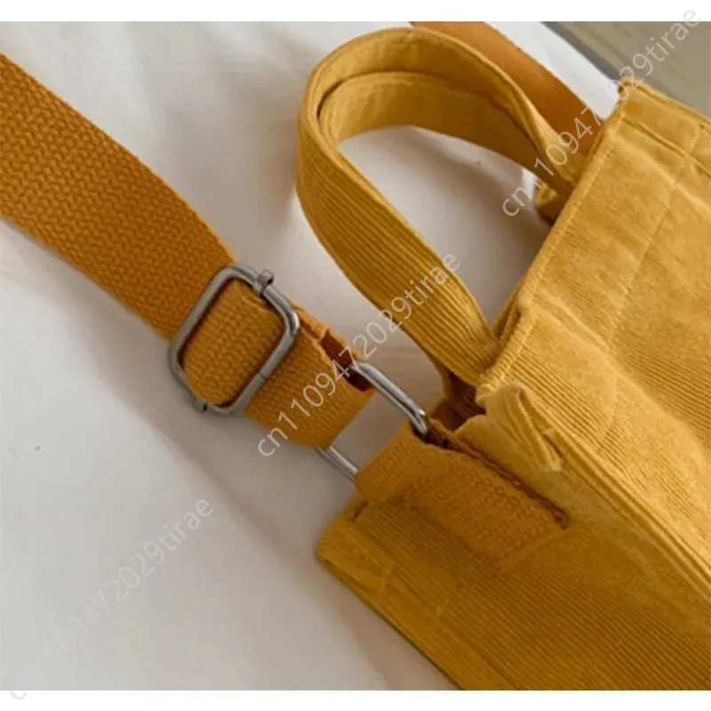 Tas Bahu Rilibegan untuk Wanita Tas Kapasitas Besar Portabel Korduroi Sederhana Gaya Baru Tas Tangan Persegi Kecil Tren Fashion