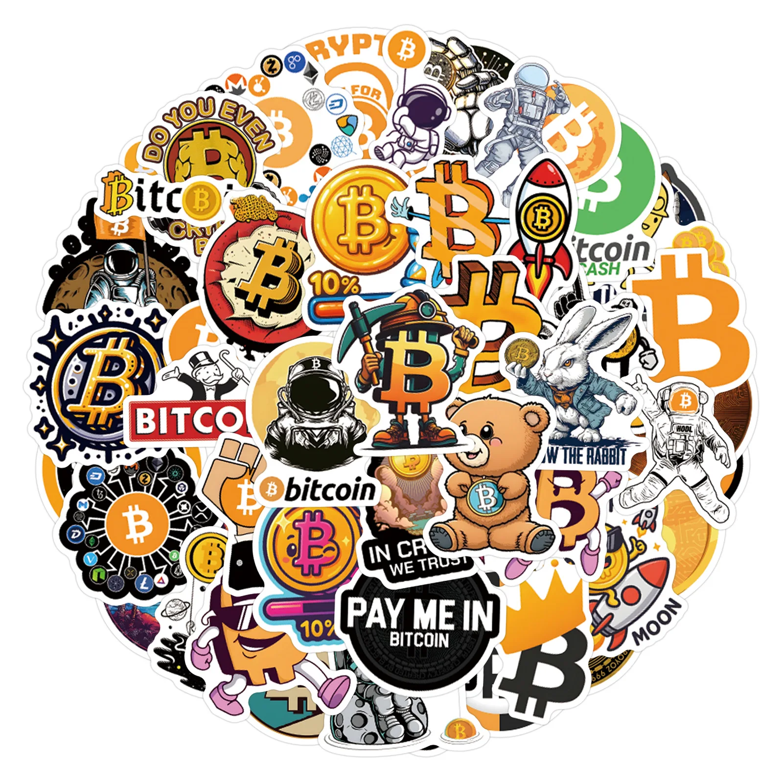 

10/60PCS Bitcoin BTC Encrypted Virtual Currency Stickers Personalized Creative Decorative Wardrobe Bookshelf Scrapbook Stickers