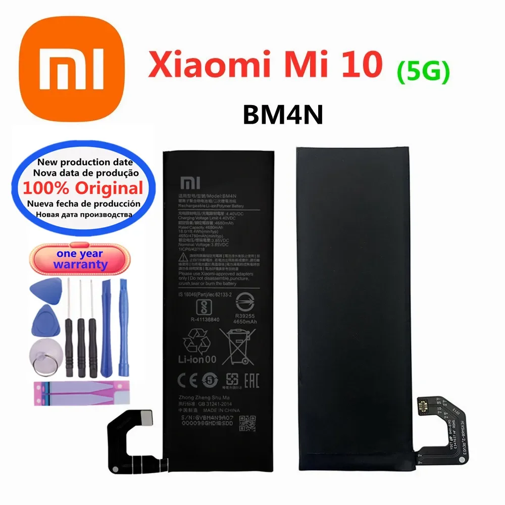 

4780mAh BM4N 100% Original Battery For Xiaomi Mi 10 Mi10 5G Battery Bateria Batteries In Stock Fast Shipping + Tools