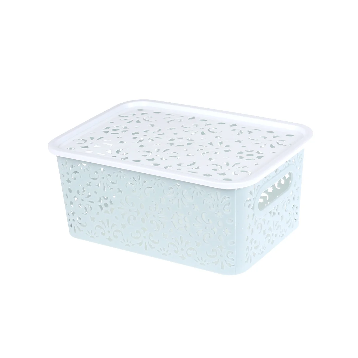 

Plastic Storage Box Hollow Out Basket Stackable Container Retro Pattern Underwear Socks Clothes Cosmetics Papers