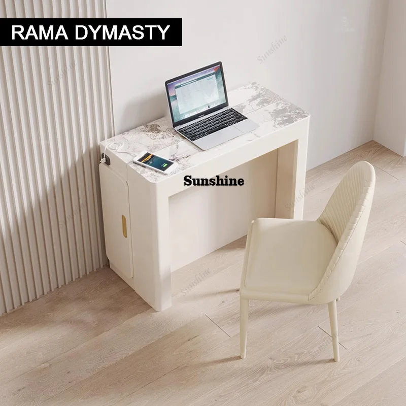 

Nordic Slate White Folding Dining Table Dining Chair Small Apartment Retractable Slate Dining Table Home