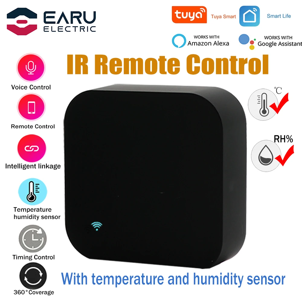 

Tuya Smart IR Remote Control Built-in Temperature and Humidity Sensor for Air Conditioner TV DVD AC Works with Alexa Google Home