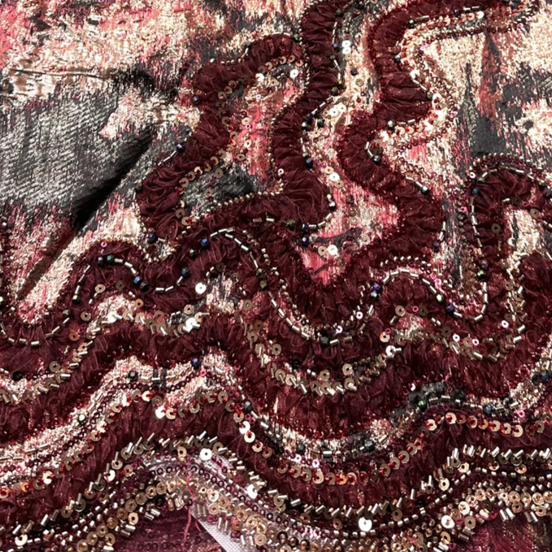 

Luxury African Ruffle Lace Fabric 2026 High Quality Beaded Sequins Embroidery Mesh For Women Hand-End Evening Party Dress Sewing