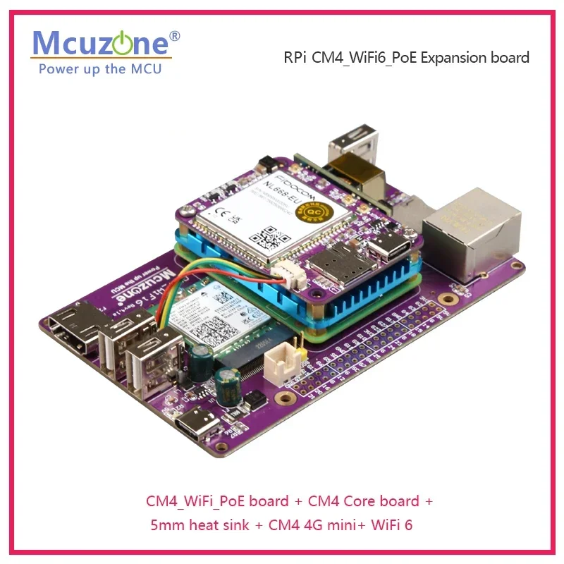 CM4_wifi6_PoE expansion board PCIE M.2 intel AX200 AX210 bluetooth HDMI CSI1 USB-C 4G Wi-Fi6E case router